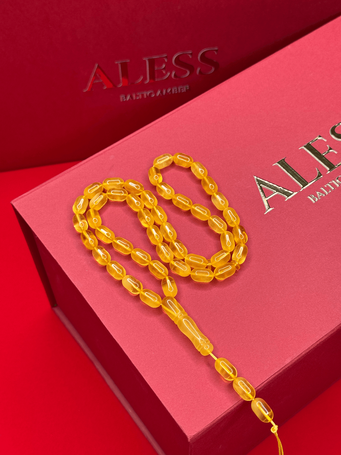 Honey Amber Barrel Rosary, 45 Beads, 11/6 mm, 19g - 1
