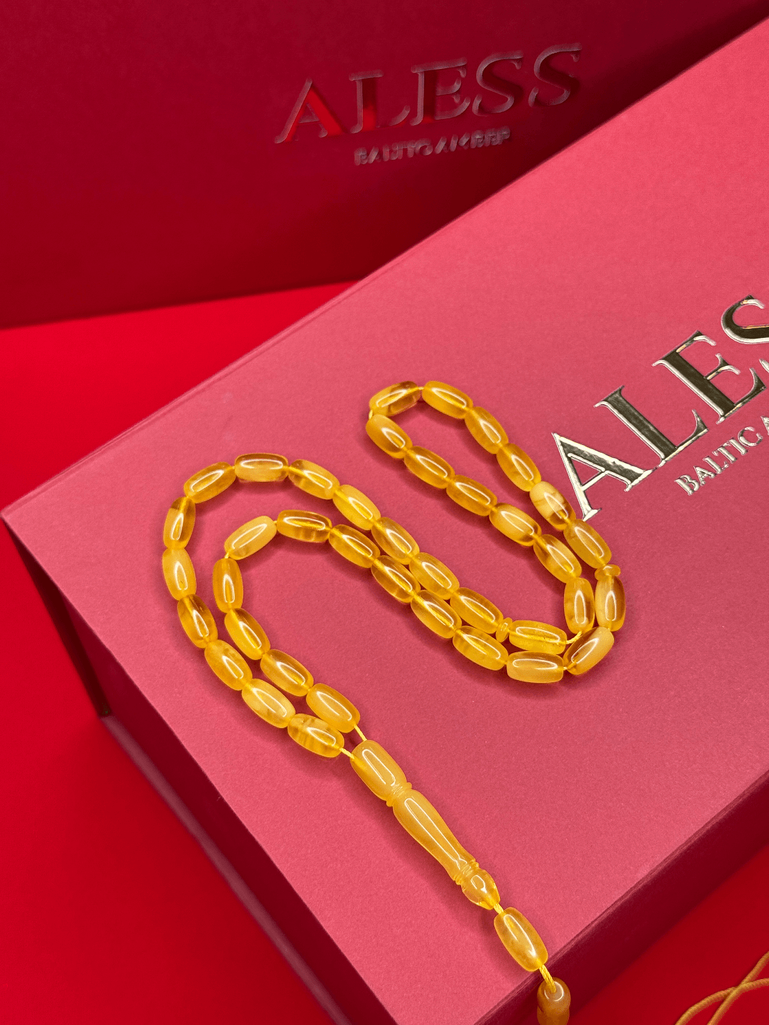 Honey Amber Barrel Rosary, 39 Beads, 12/6 mm, 18g - 1
