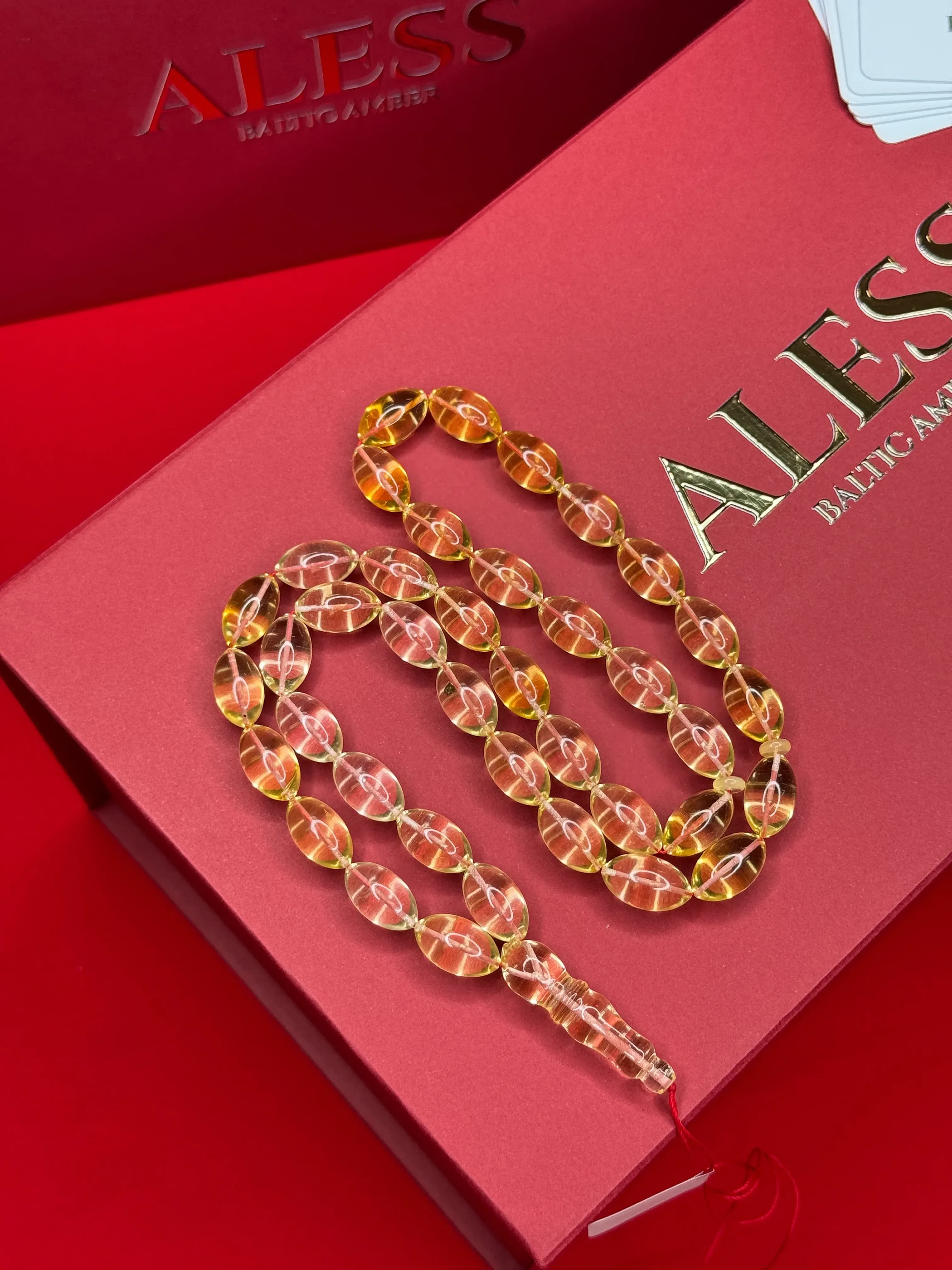 Transparent Olive Rosary 39 Beads, 16/9 mm, 32g - Baltic Amber - 1