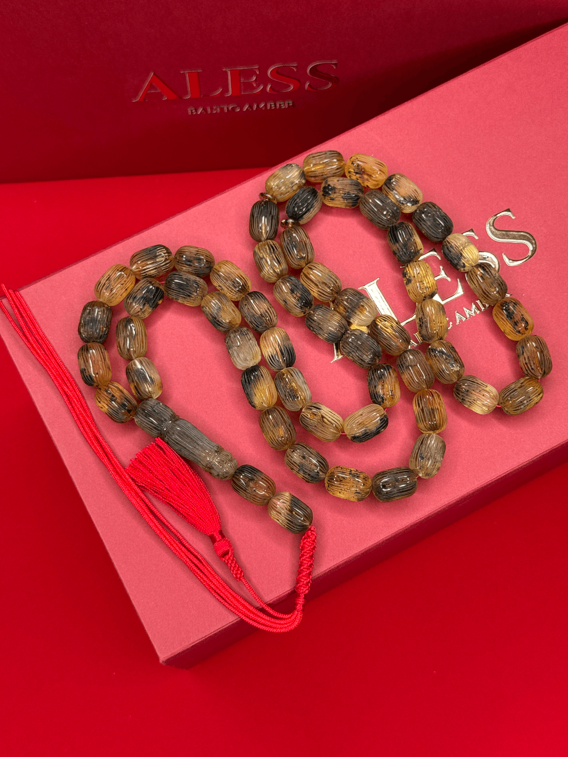 Exclusive Design Barrel Rosary - Handmade, 54 Beads, 17/12 mm, 96g - Baltic Amber - 1